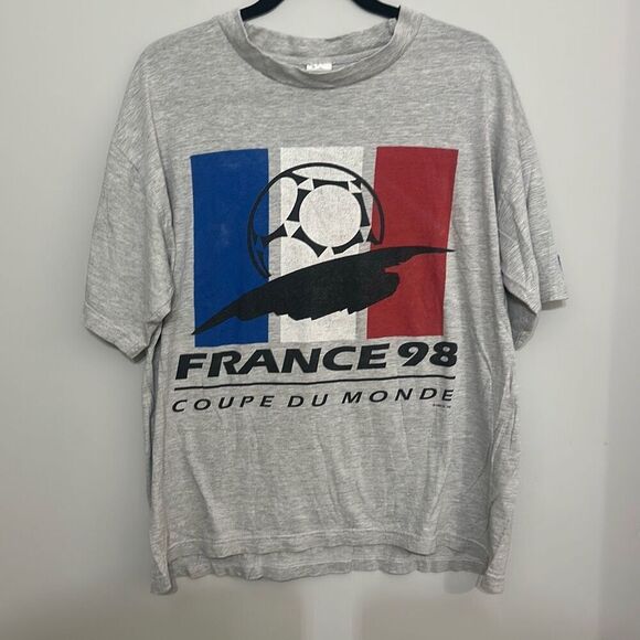 Vintage 90’s Adidas Mens Gray France World Cup 1998 Short Sleeve T-Shirt XL - Picture 1 of 7